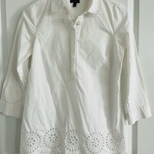 Talbots White Blouse with Eyelet Hem